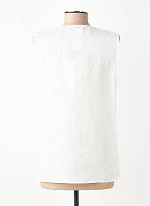 Blouse tissage popeline sans manche blanc DIANA GALLESI femme