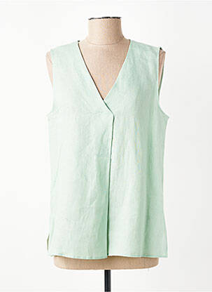Blouse tissage popeline sans manche vert DIANA GALLESI femme