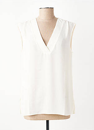 Top col v sans manche blanc DIANA GALLESI femme