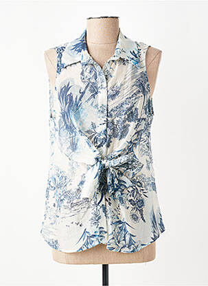 Chemisier imprimé fantaisie sans manche bleu ALTAMIRA femme