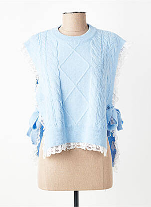 Pull coupe droite manches courtes bleu CIVICO 1 femme