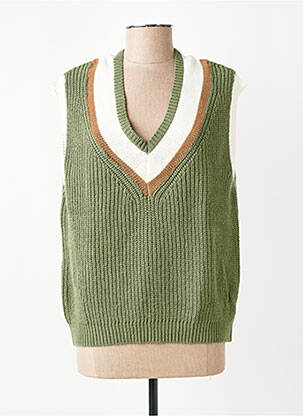 Pull coupe droite sans manche vert CIVICO 1 femme