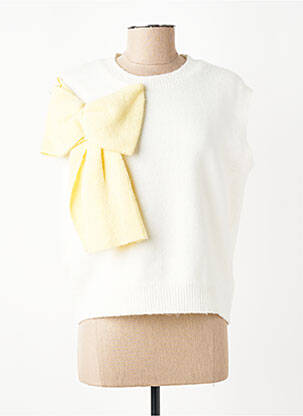 Pull coupe droite manches courtes blanc CIVICO 1 femme