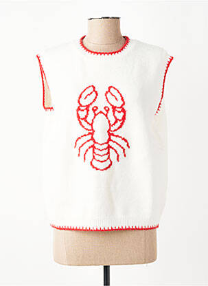 Pull coupe droite manches courtes blanc CIVICO 1 femme