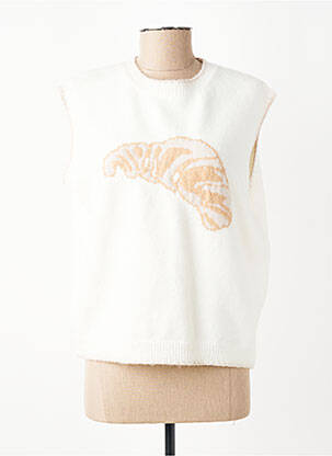 Pull coupe droite manches courtes blanc CIVICO 1 femme