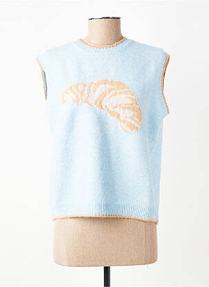 Pull coupe droite manches courtes bleu CIVICO 1 femme