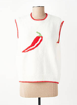 Pull coupe droite manches courtes blanc CIVICO 1 femme