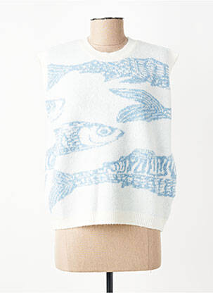 Pull coupe droite manches courtes blanc CIVICO 1 femme