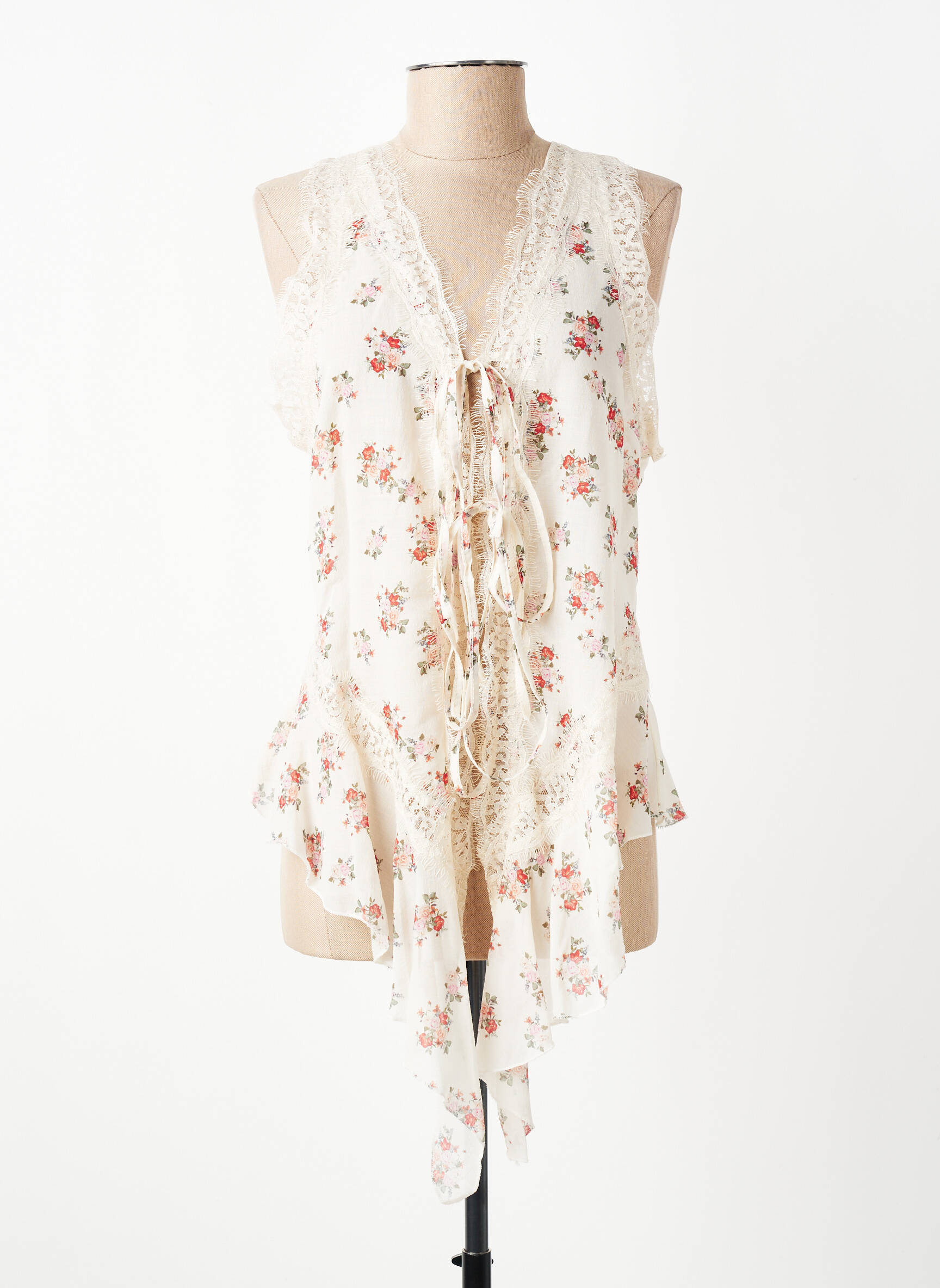 Top coupe cintrée sans manche beige LUMINA femme