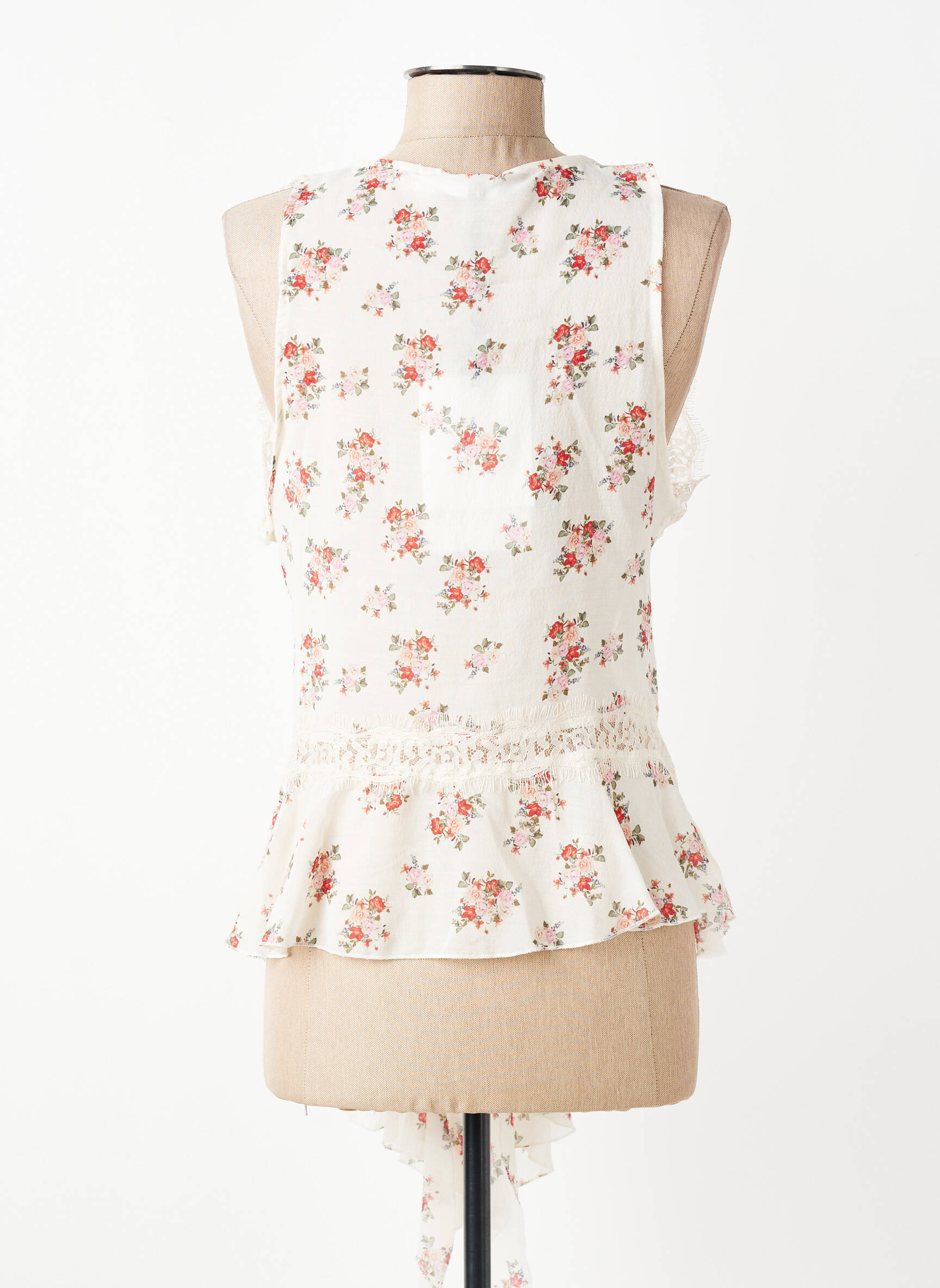 Top coupe cintrée sans manche beige LUMINA femme