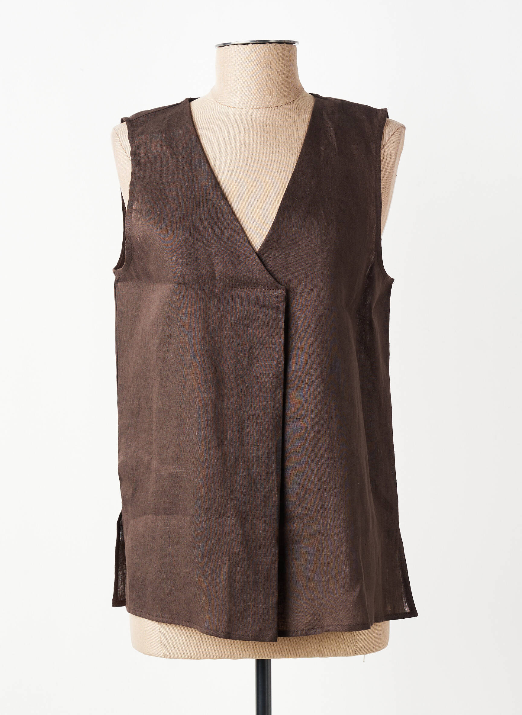 Blouse tissage popeline sans manche marron DIANA GALLESI femme