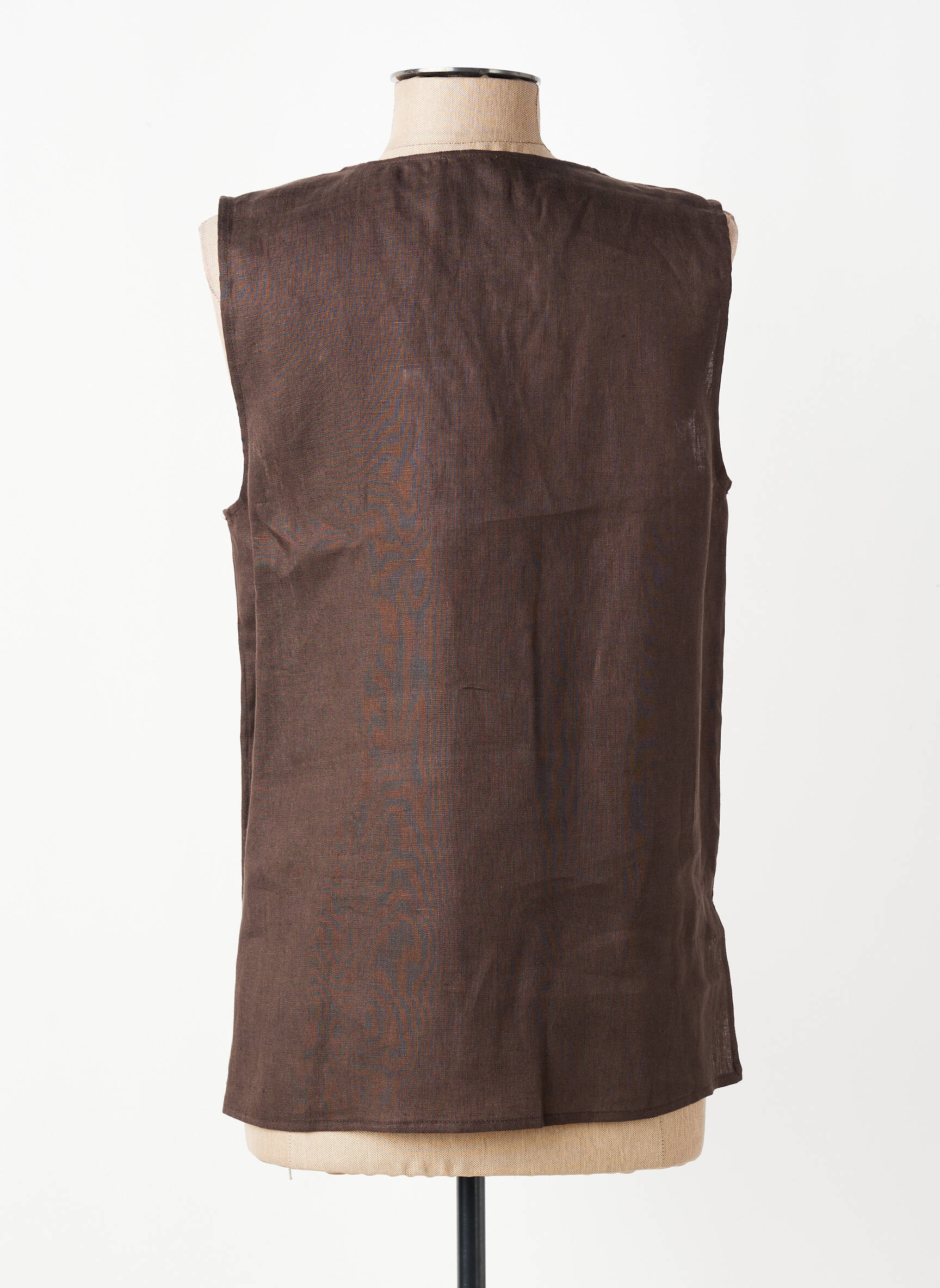 Blouse tissage popeline sans manche marron DIANA GALLESI femme