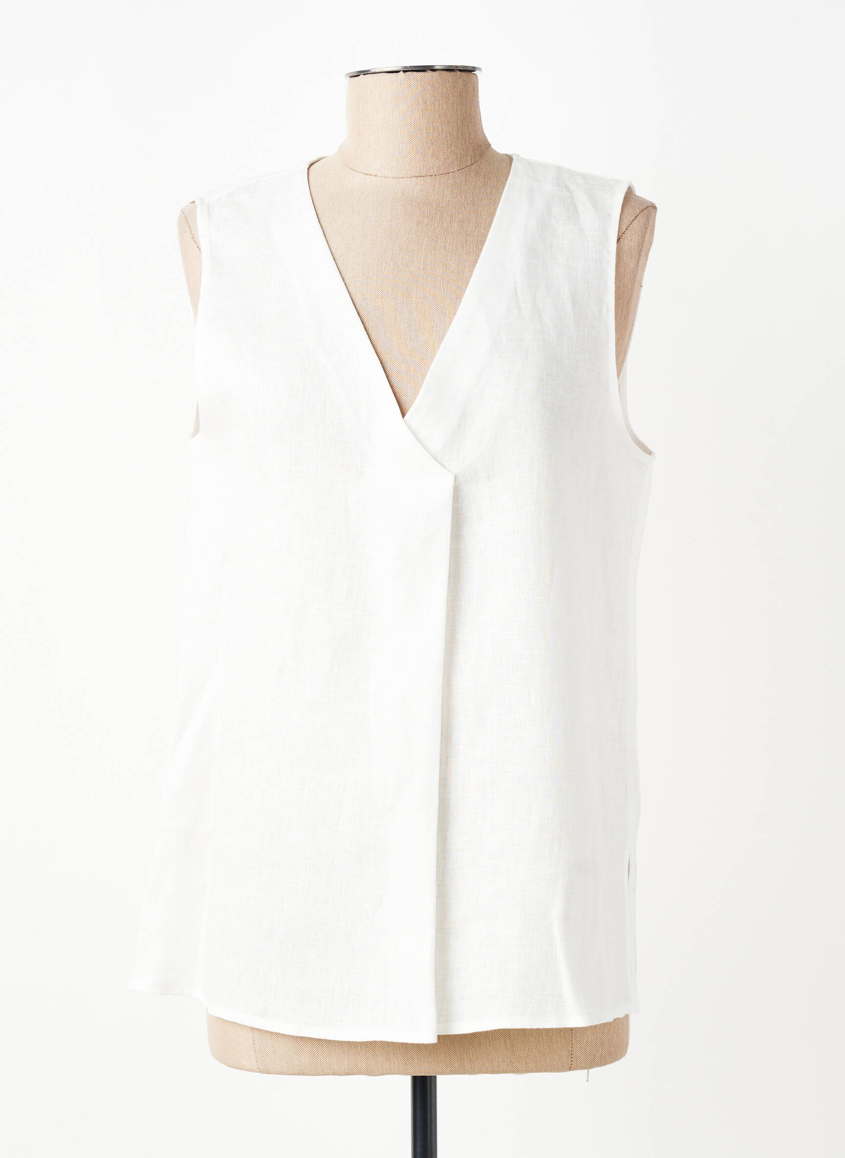 Blouse tissage popeline sans manche blanc DIANA GALLESI femme