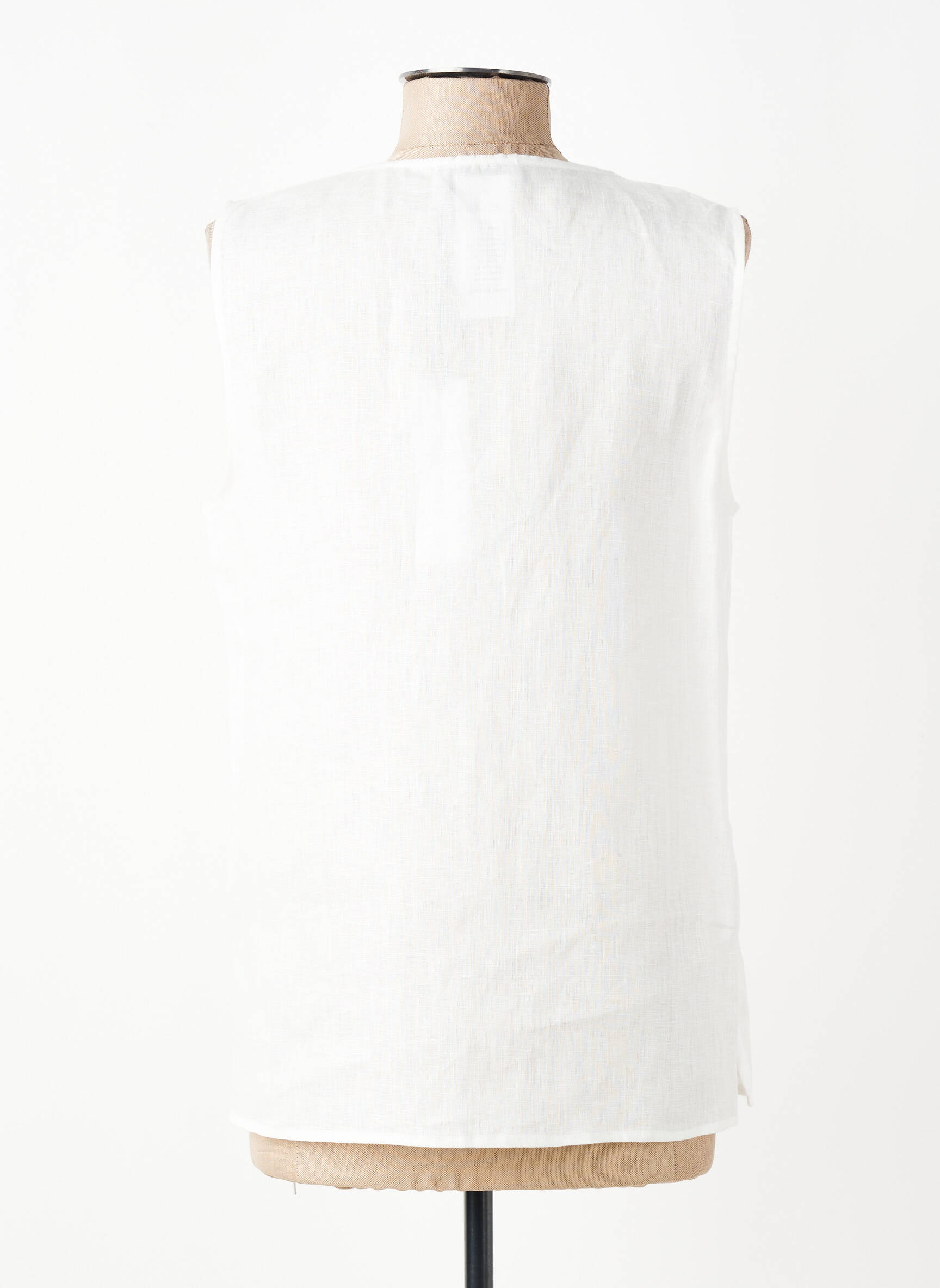Blouse tissage popeline sans manche blanc DIANA GALLESI femme