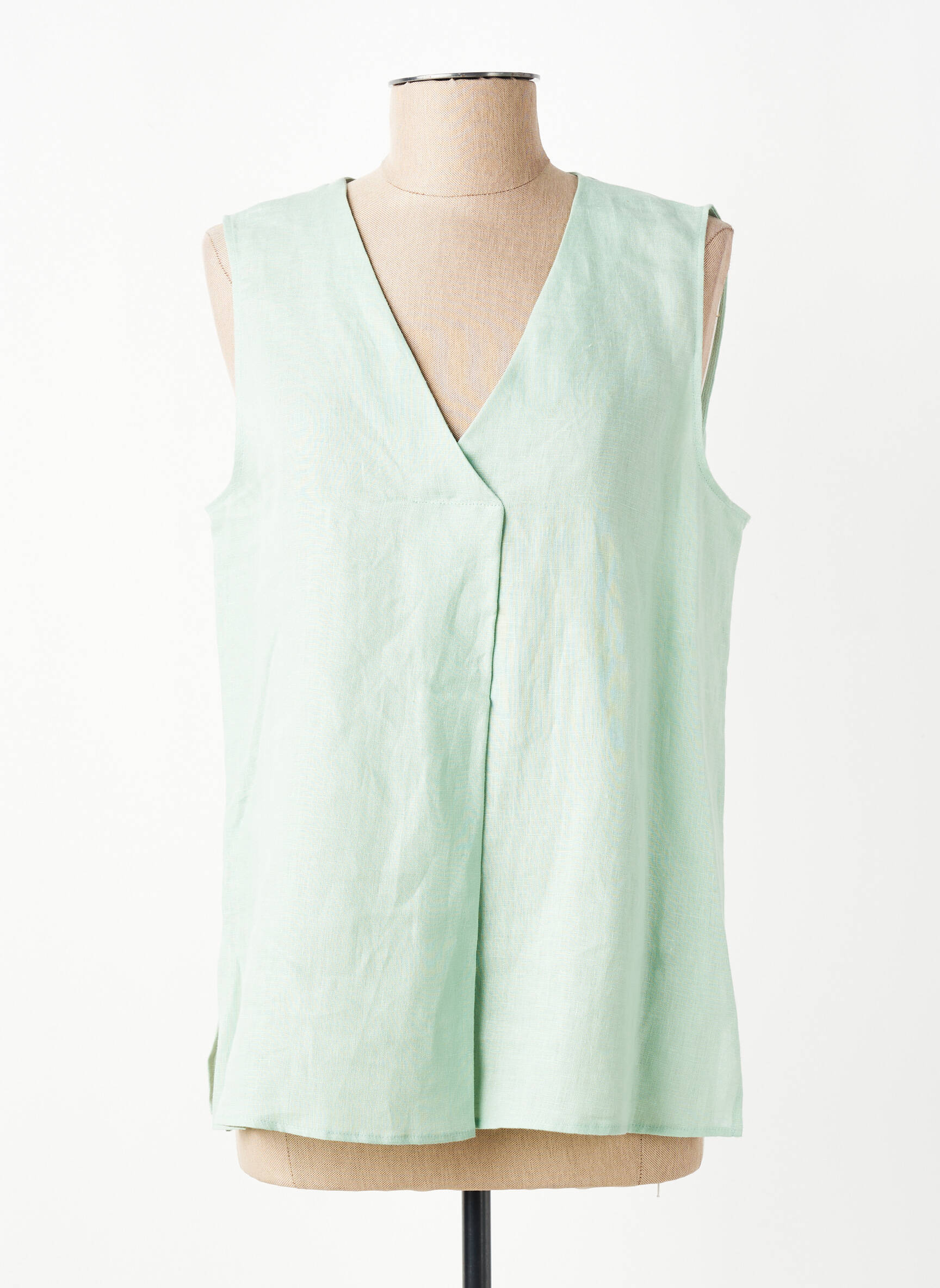 Blouse tissage popeline sans manche vert DIANA GALLESI femme