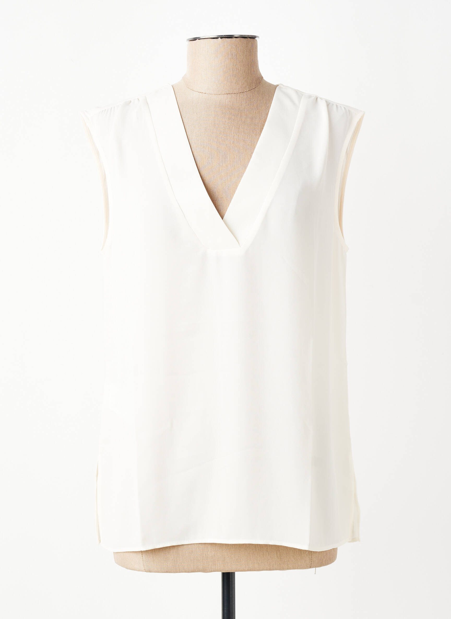 Top col v sans manche blanc DIANA GALLESI femme