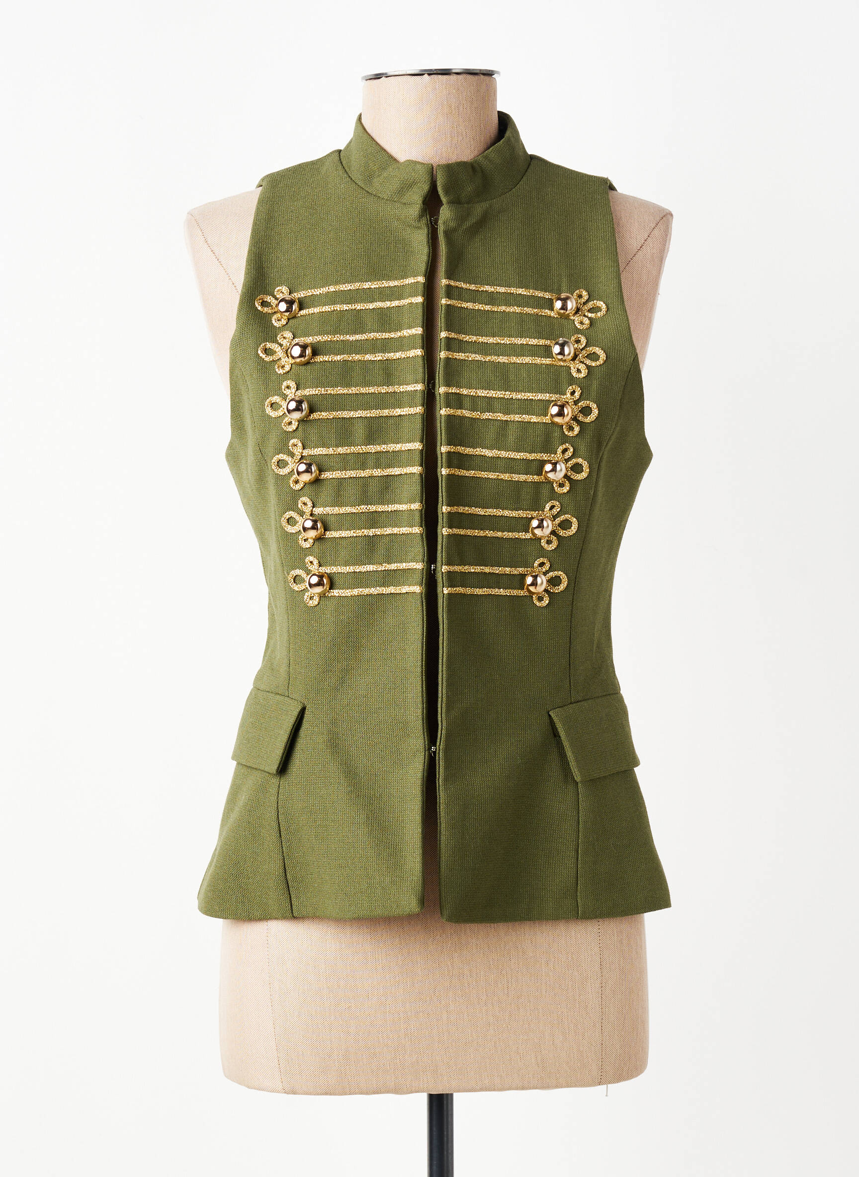 Veste casual col rond vert LUMINA femme
