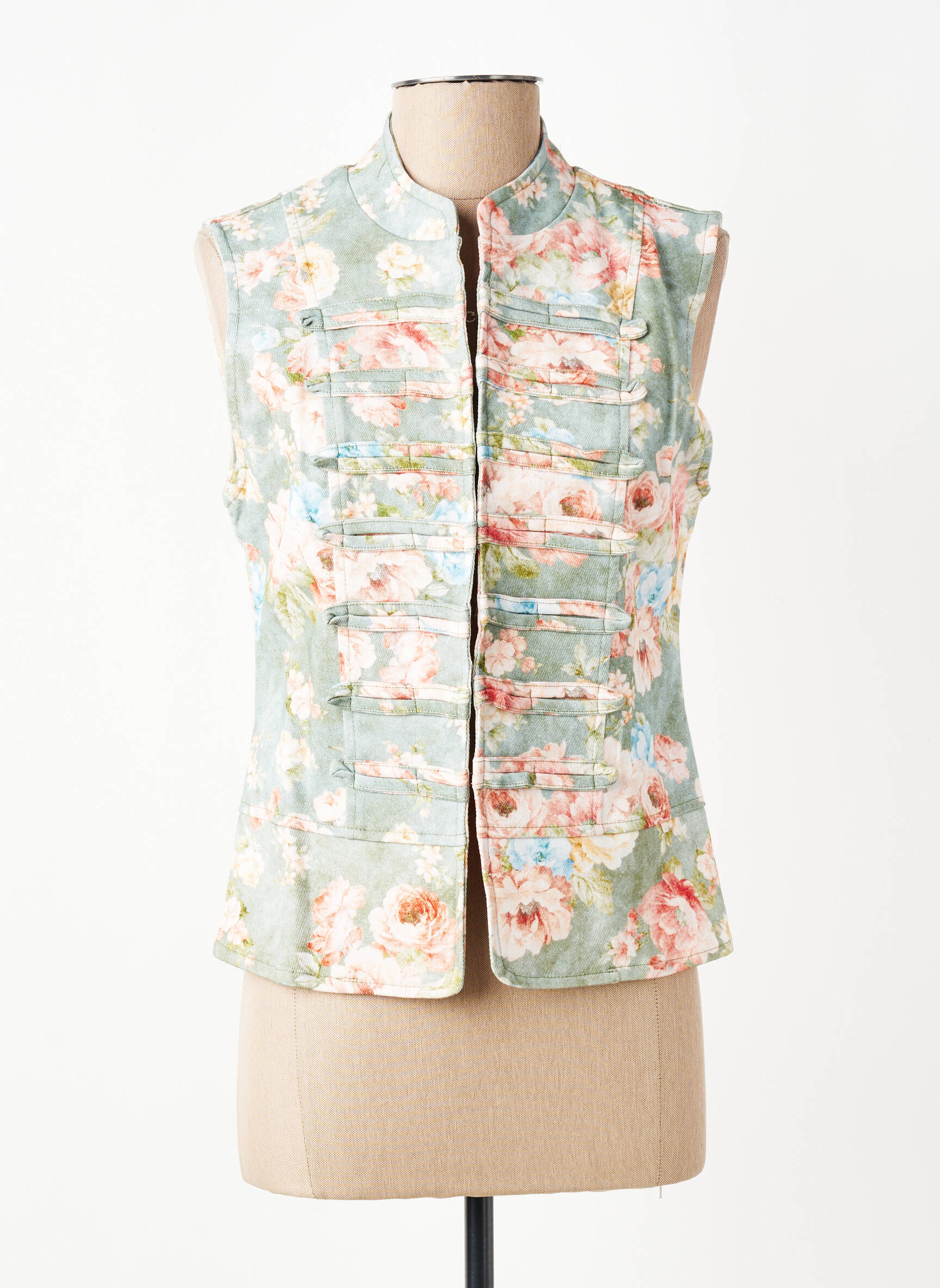 Veste casual col rond vert LUMINA femme