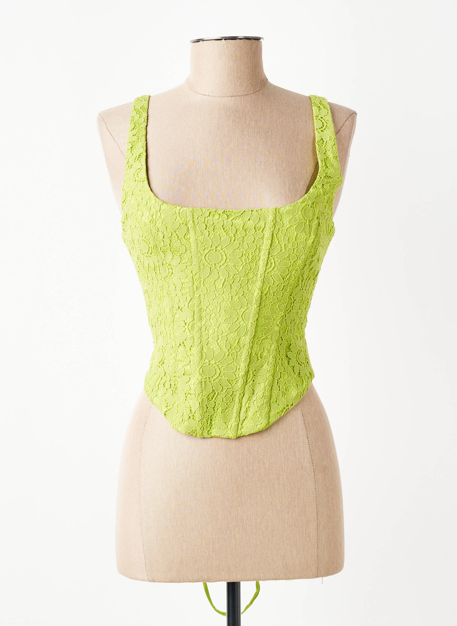 Top coupe cintrée sans manche vert LUMINA femme