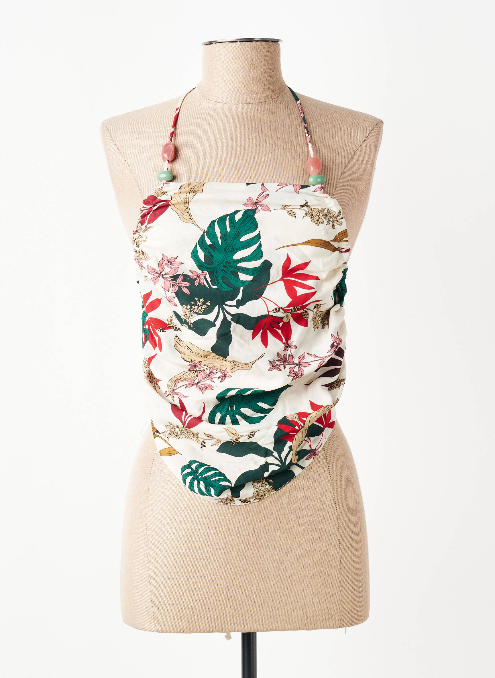 Top imprimé fantaisie sans manche blanc LUMINA femme
