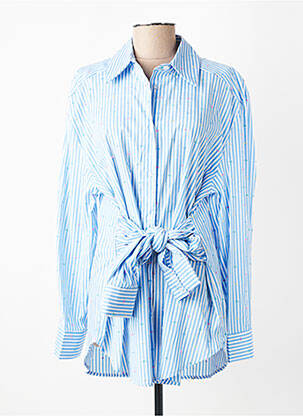Chemisier coupe cintrée manches longues bleu LUMINA femme