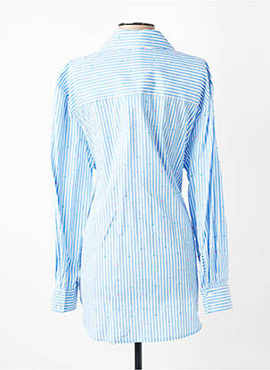 Chemisier coupe cintrée manches longues bleu LUMINA femme