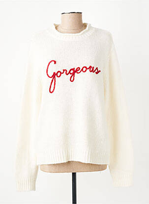 Pull coupe droite manches longues blanc LUMINA femme