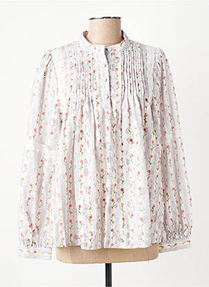 Blouse tissage popeline manches longues bleu CIVICO 1 femme