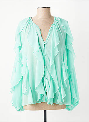 Chemisier tissage crêpe manches longues vert ALTAMIRA femme