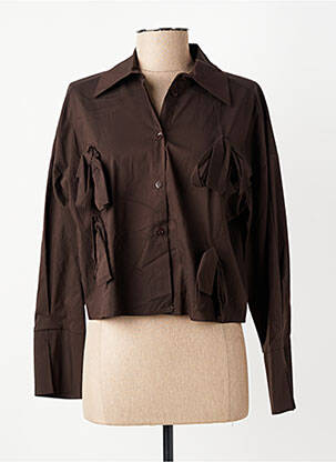 Chemisier coupe cintrée manches longues marron CIVICO 1 femme