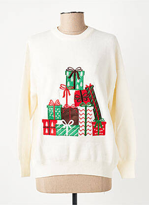 Pull coupe droite manches longues blanc CIVICO 1 femme