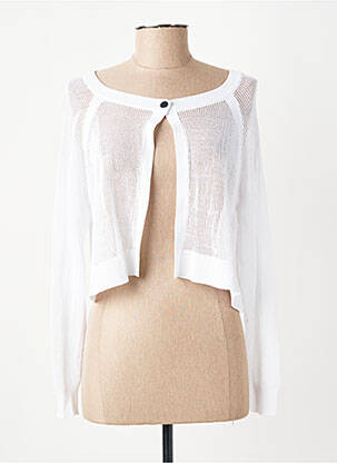 Gilet manches longues col rond blanc DIANA GALLESI femme