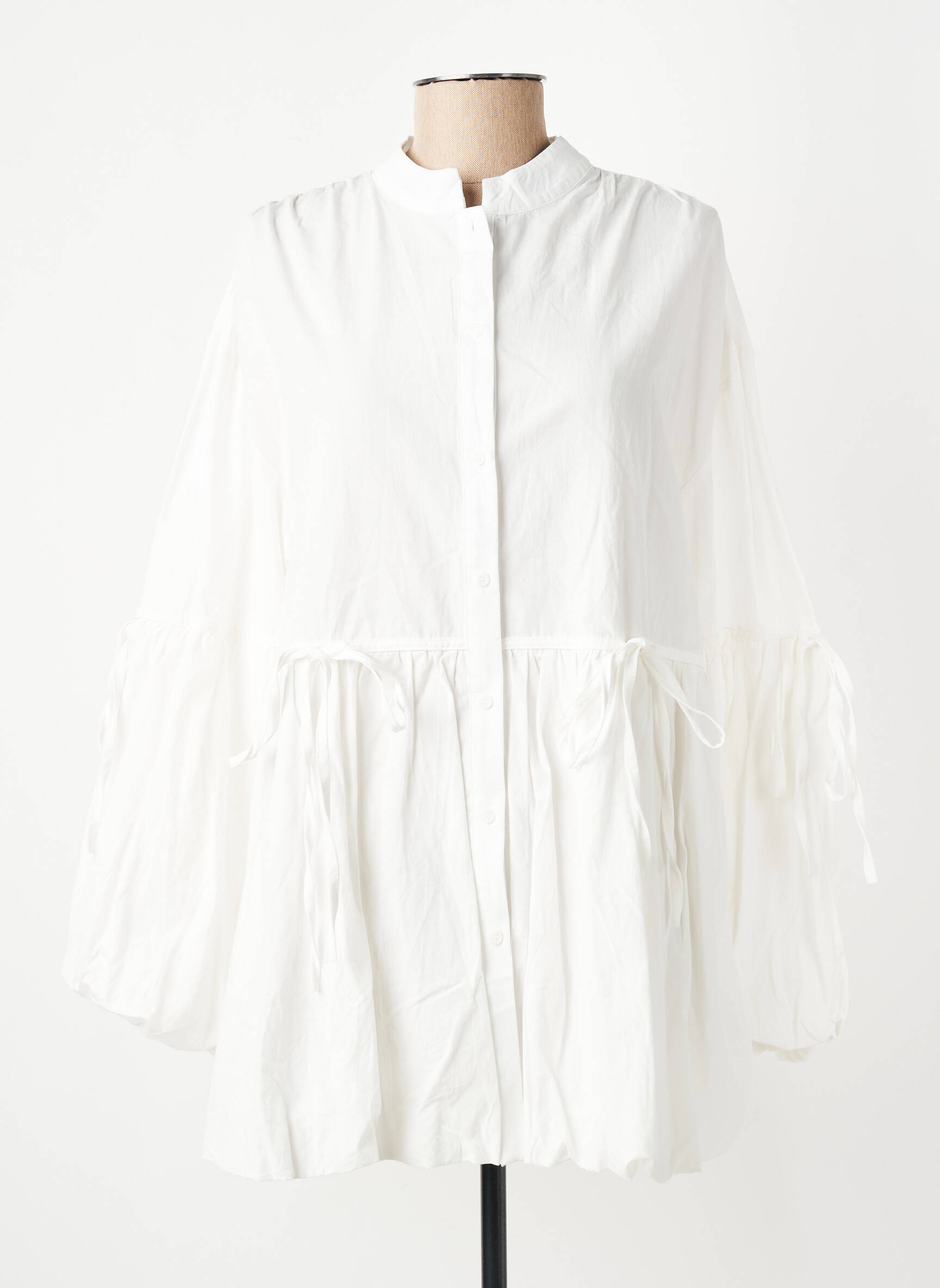 Chemisier coupe droite manches longues blanc CIVICO 1 femme
