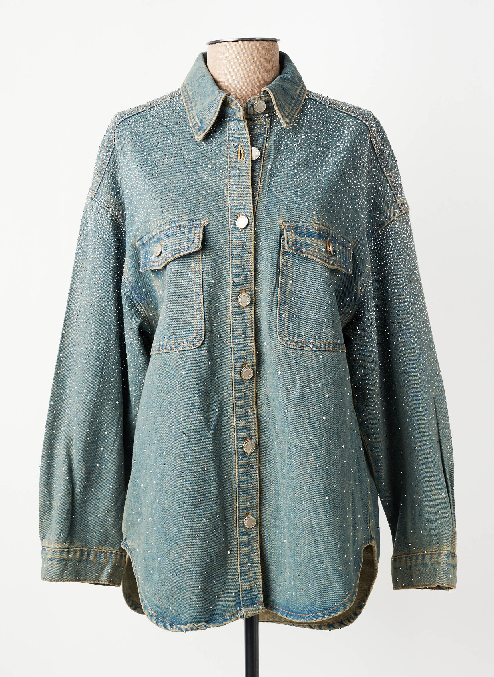 Veste casual poignets boutonnés avec fente bleu KING KONG femme