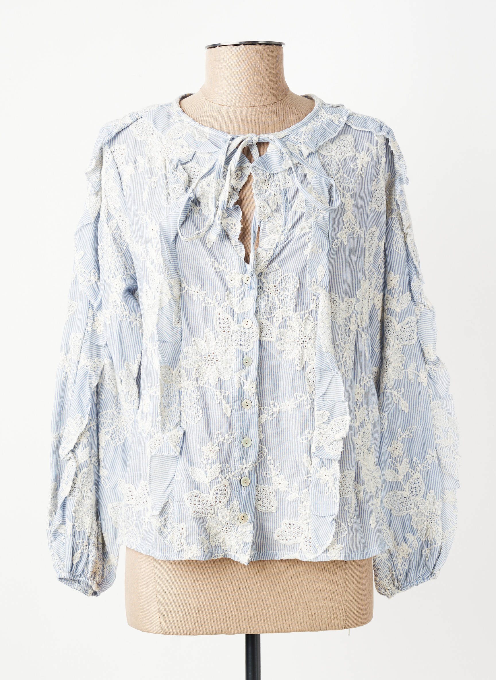 Chemisier coupe droite manches longues bleu ALTAMIRA femme