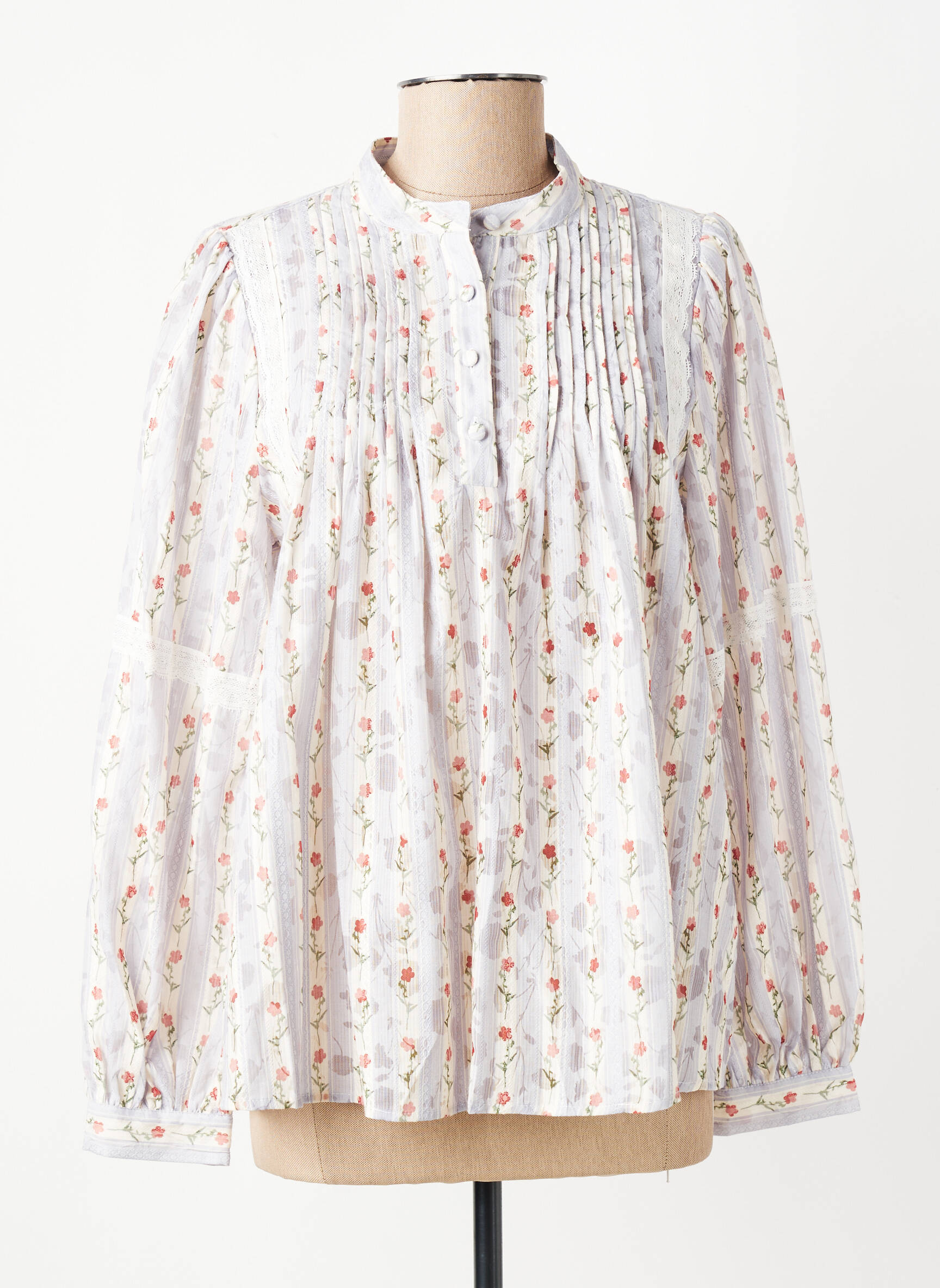 Blouse tissage popeline manches longues bleu CIVICO 1 femme