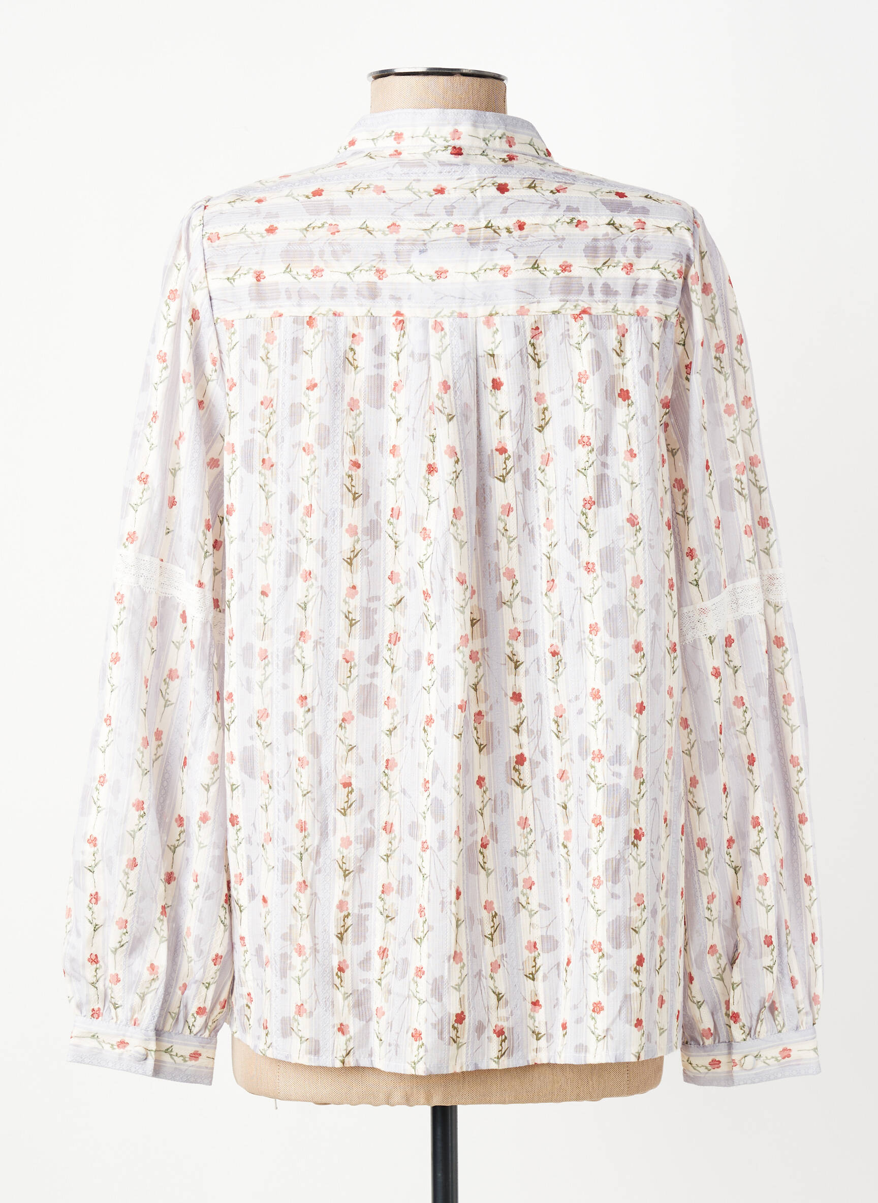 Blouse tissage popeline manches longues bleu CIVICO 1 femme