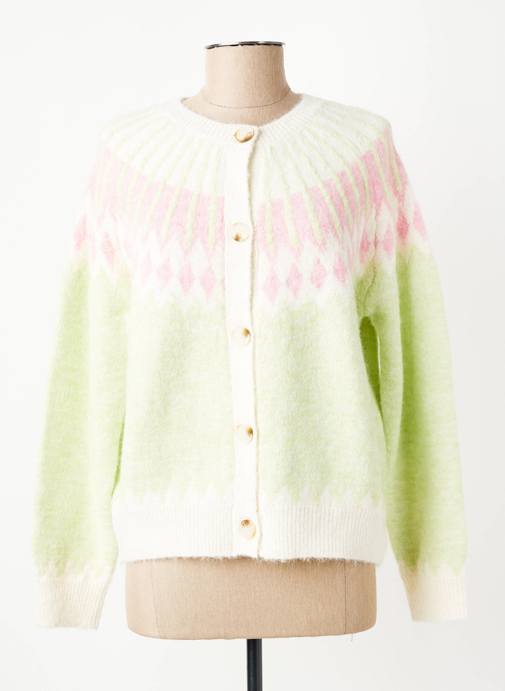 Gilet manches longues col rond vert CIVICO 1 femme
