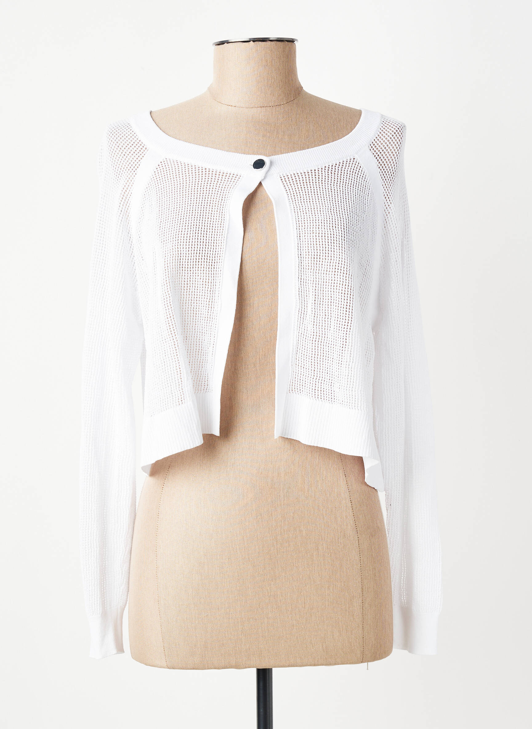 Gilet manches longues col rond blanc DIANA GALLESI femme