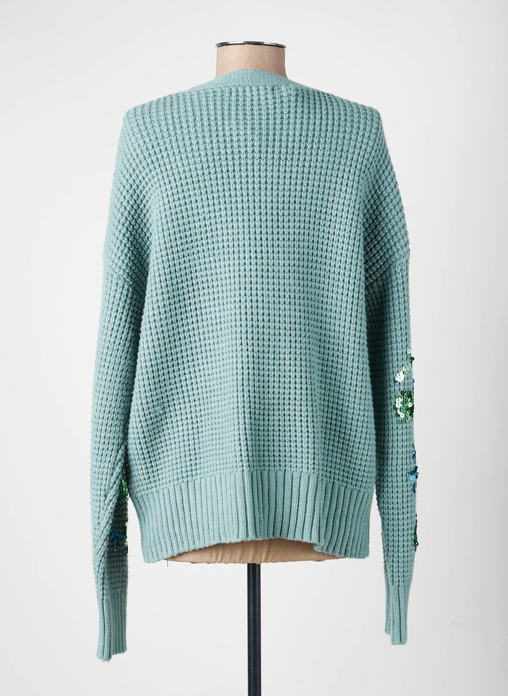 Gilet manches longues resserrée sur le bas vert DE ROYAL femme