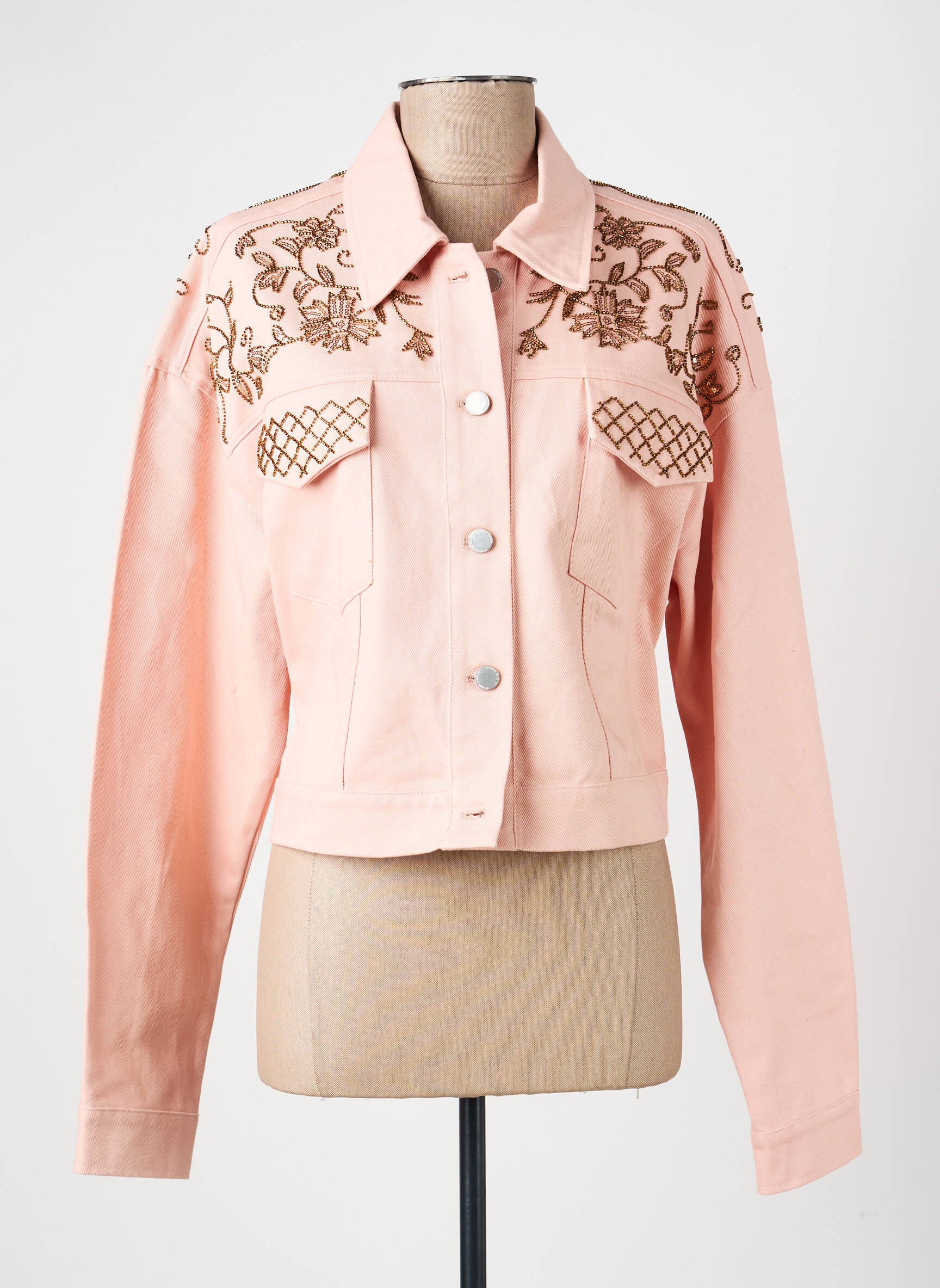 Veste casual poignets boutonnés avec fente rose DE ROYAL femme