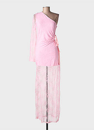 Robe longue manches longues manches longues rose LUMINA femme