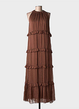 Robe longue sans manche sans manche marron KING KONG femme