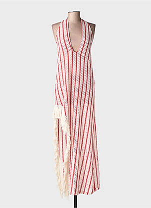Robe longue manches dos nu sans manche rouge LUMINA femme