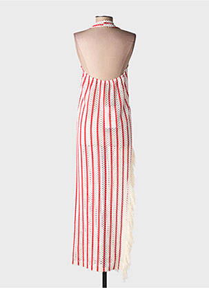 Robe longue manches dos nu sans manche rouge LUMINA femme