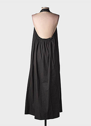 Robe longue tissage popeline sans manche noir ANGELA DAVIS femme