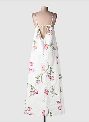 Robe longue imprimé fleurs fines bretelles beige LUMINA femme