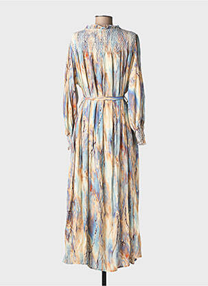 Robe longue imprimé fantaisie manches longues beige ALTAMIRA femme