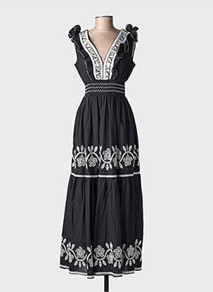 Robe longue manches courtes manches courtes noir ELPPIS femme
