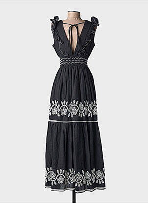 Robe longue manches courtes manches courtes noir ELPPIS femme